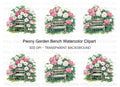Peony Garden Bench Clipart Bundle