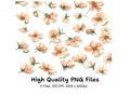 Delicate Peach Floral Clipart Bundle