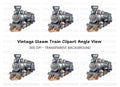 Vintage Steam Train Engine Clipart Bundle
