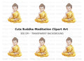 Little Buddha Meditating Clipart Bundle