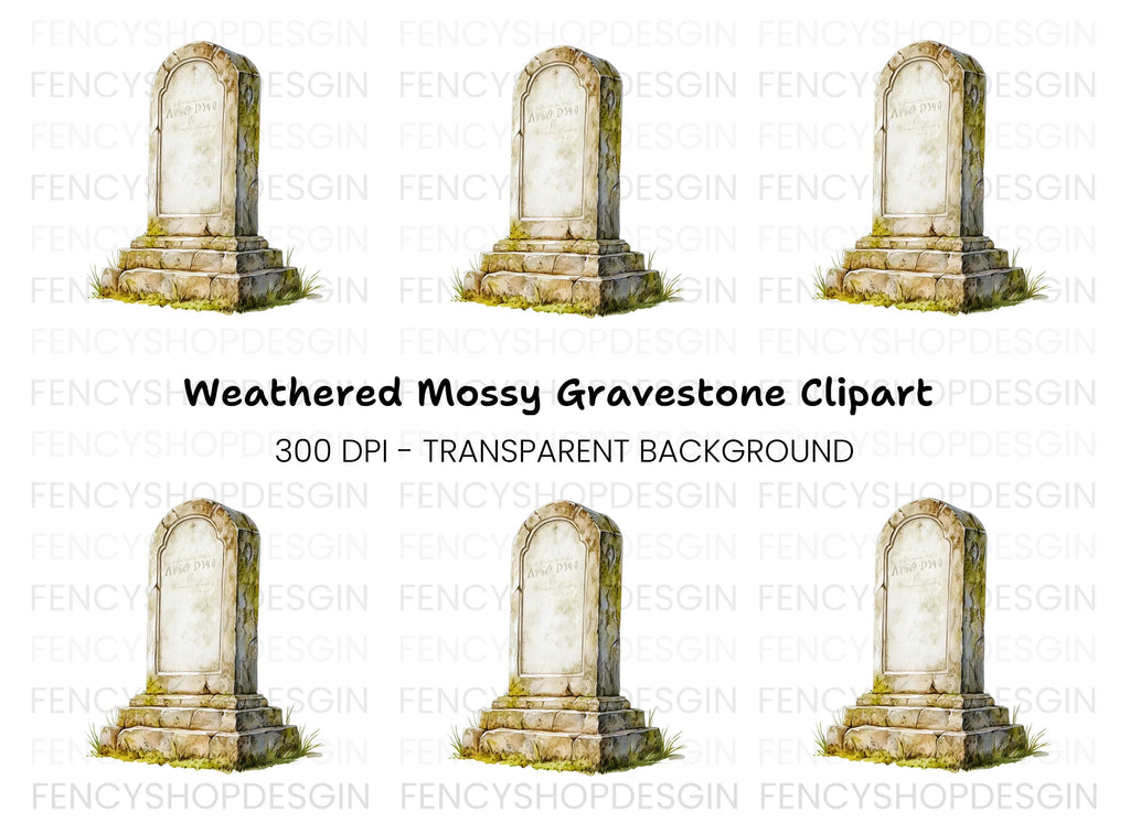 Weathered Gravestone Clipart Bundle