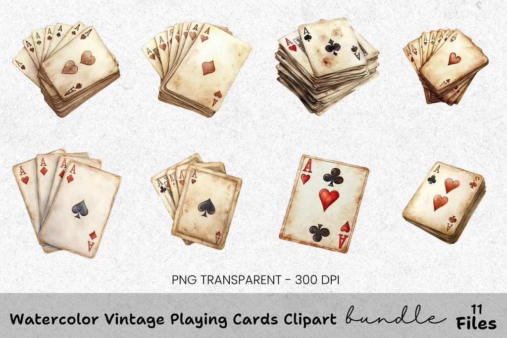 Vintage Playing Cards Clipart Bundle