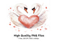 Romantic Swan Heart Clipart Bundle