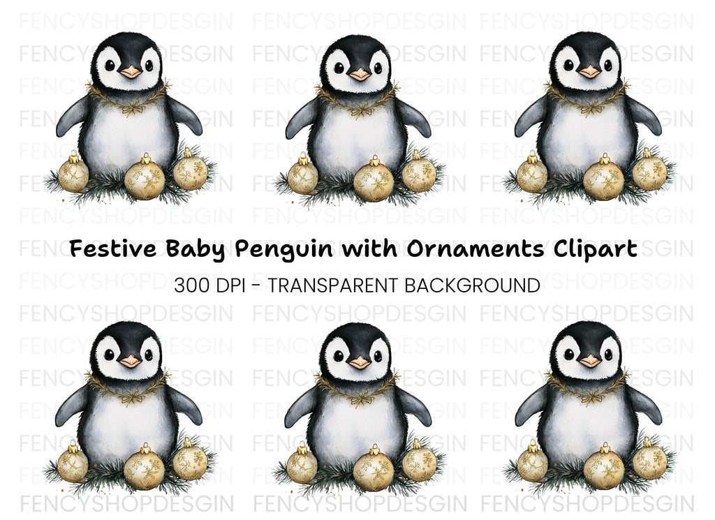 Adorable Christmas Penguin Clipart Bundle