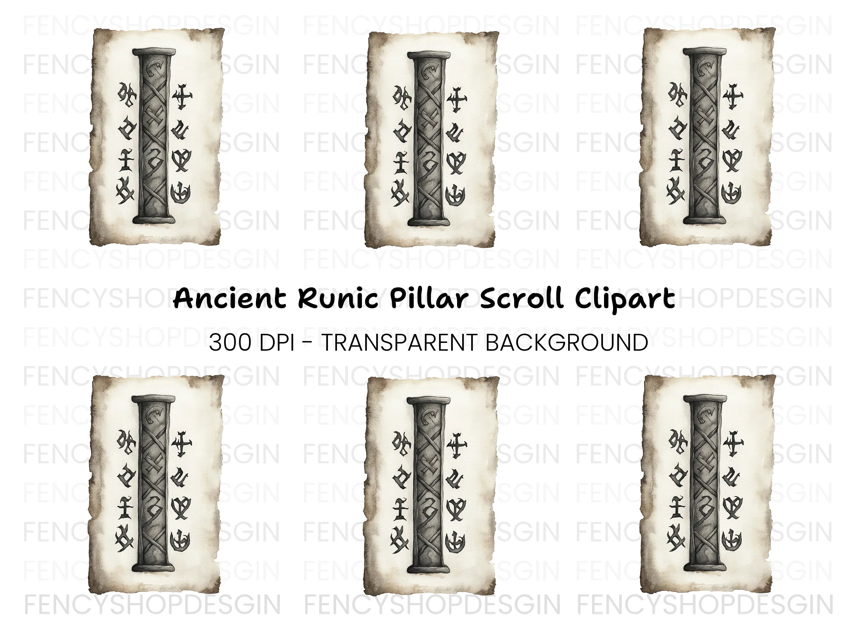Ancient Runic Scroll Clipart Bundle