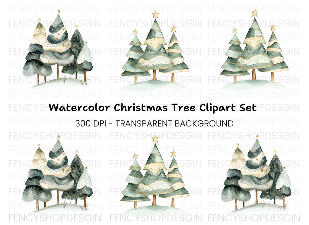 Christmas Tree Forest Clipart Bundle