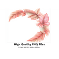Pink Tropical Leaves Clipart Bundle