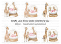 Giraffe Love Snow Globe Clipart Bundle