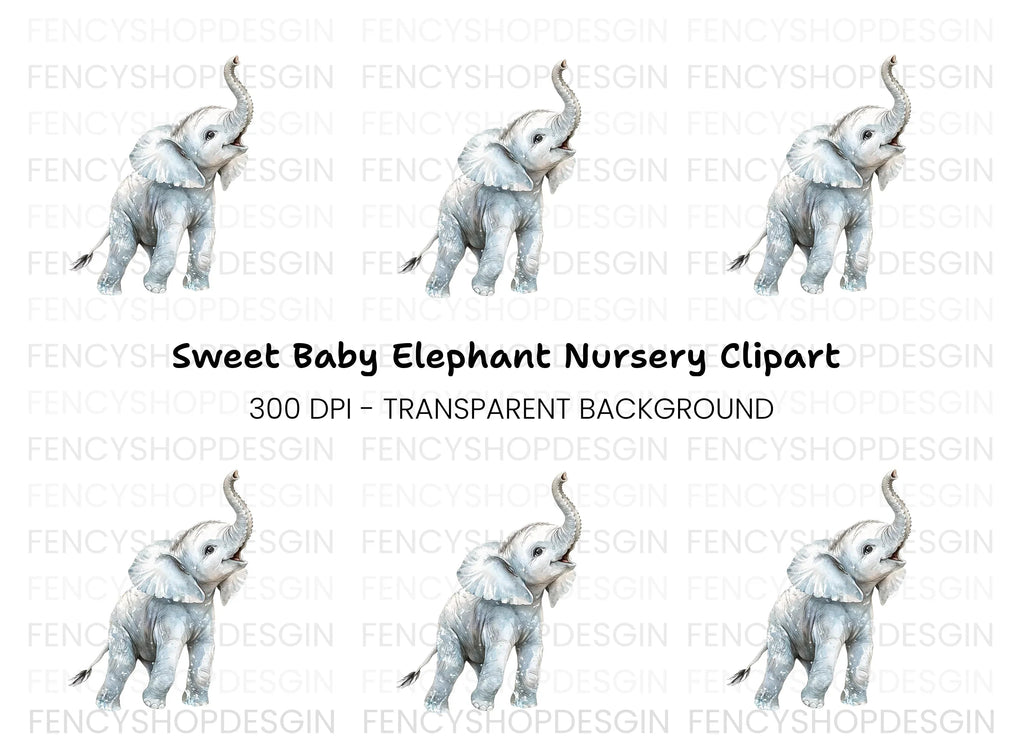 Adorable Baby Elephant Clipart Bundle