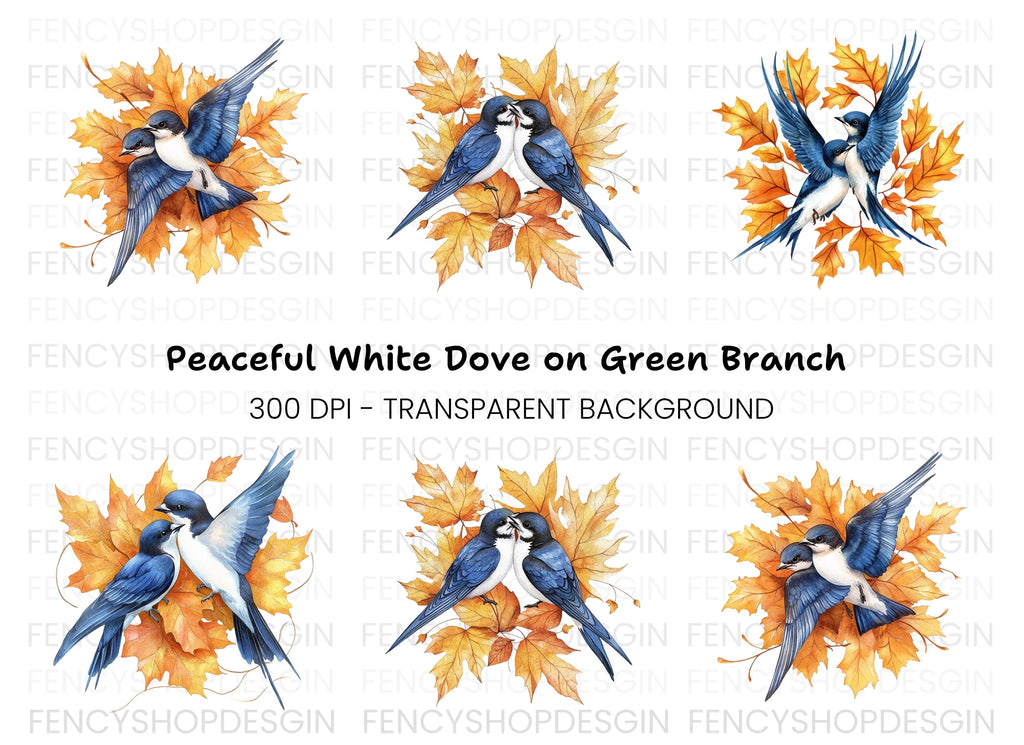 Swallows and Autumn Leaves Clipart Bundle