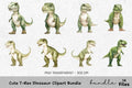Cute Rex Dinosaur Clipart Bundle