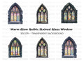 Gothic Stained Glass Window Clipart Bundle