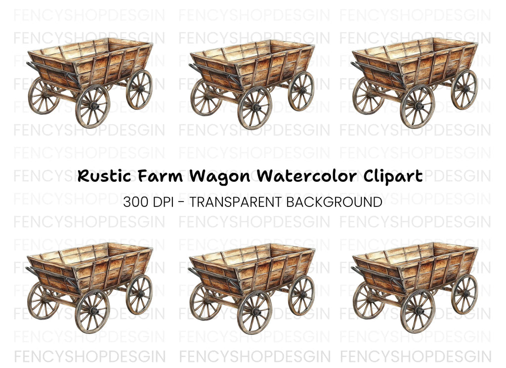 Single Wooden Wagon Clipart Bundle