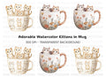 Kittens in Mugs Clipart Bundle