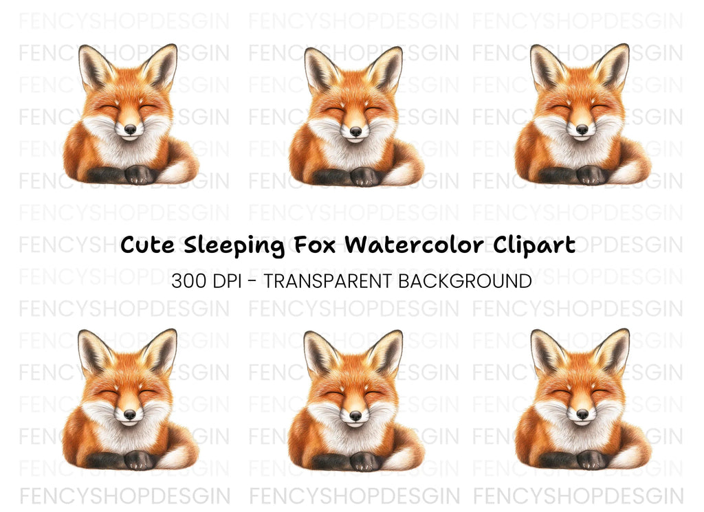 Sleeping Fox Head Clipart Bundle