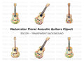 Floral Acoustic Guitar Clipart Bundle
