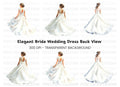 Elegant Wedding Dress Back View Clipart Bundle