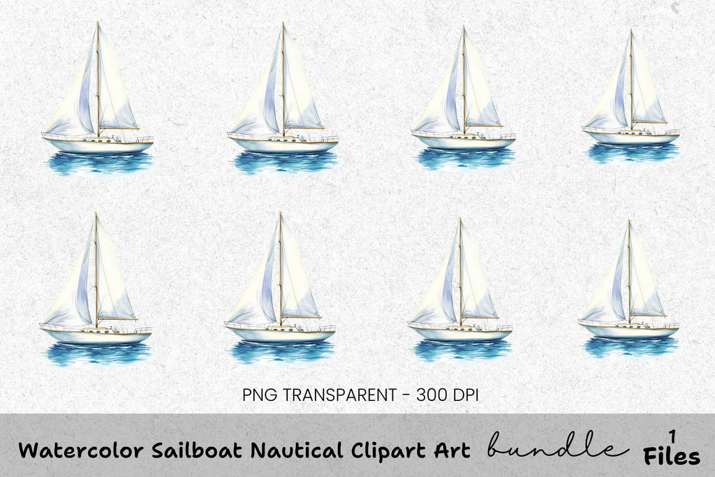 Sailboat Nautical Clipart Bundle