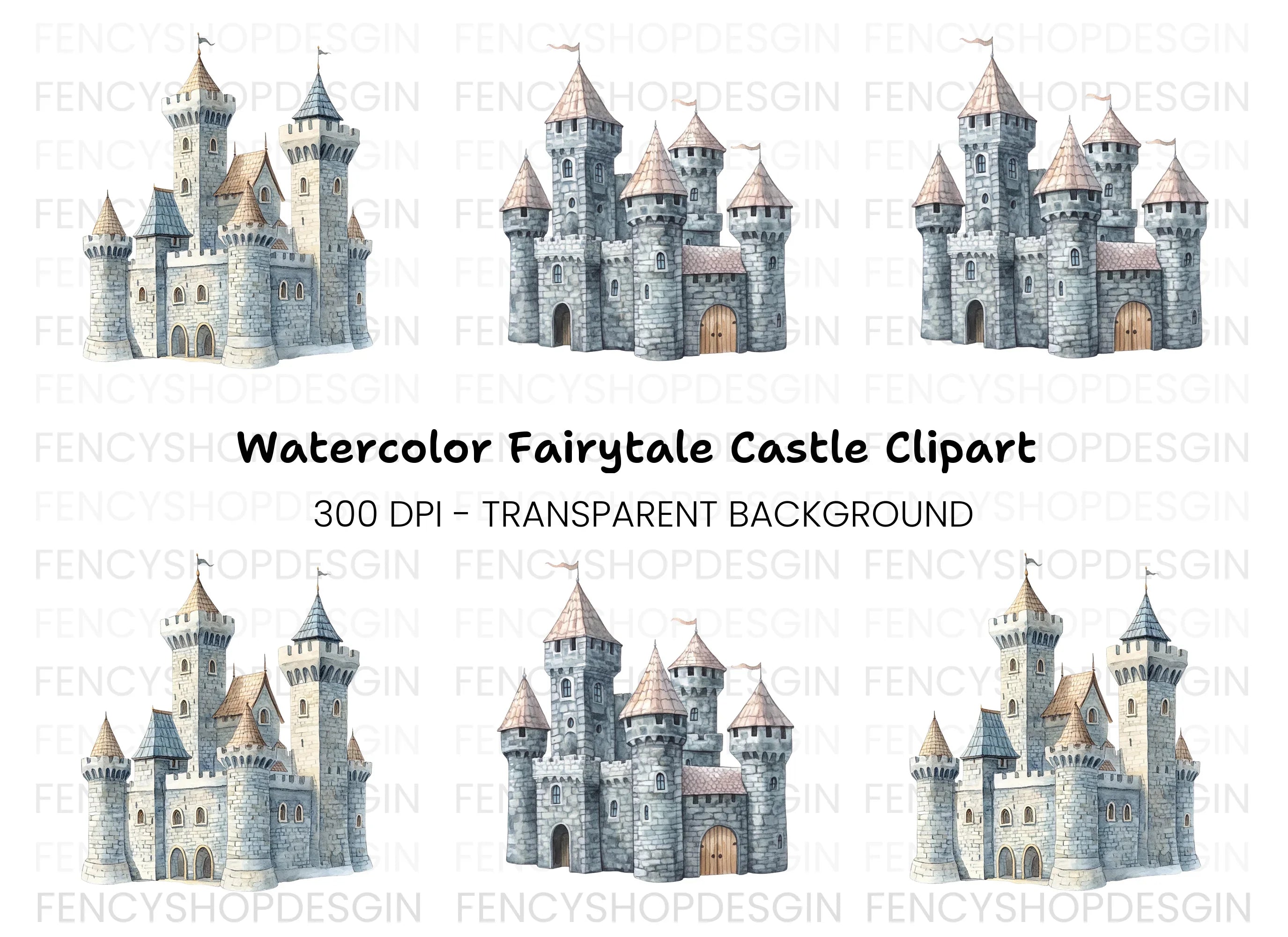 Fantasy Medieval Castle Clipart Bundle