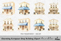 Charming European Shop Building Clipart Bundle