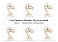 Cute Dinosaur Skeleton Head Clipart Bundle
