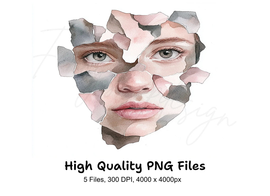 Fragmented Face Clipart Bundle