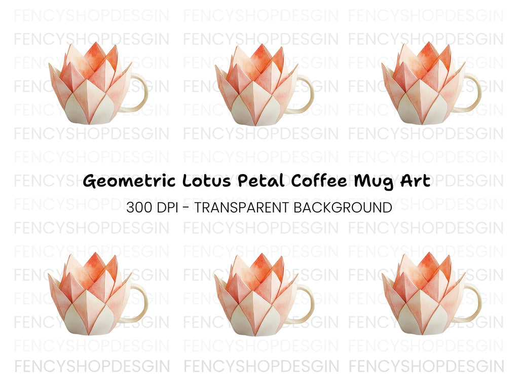 Elegant Lotus Teacup Clipart Bundle