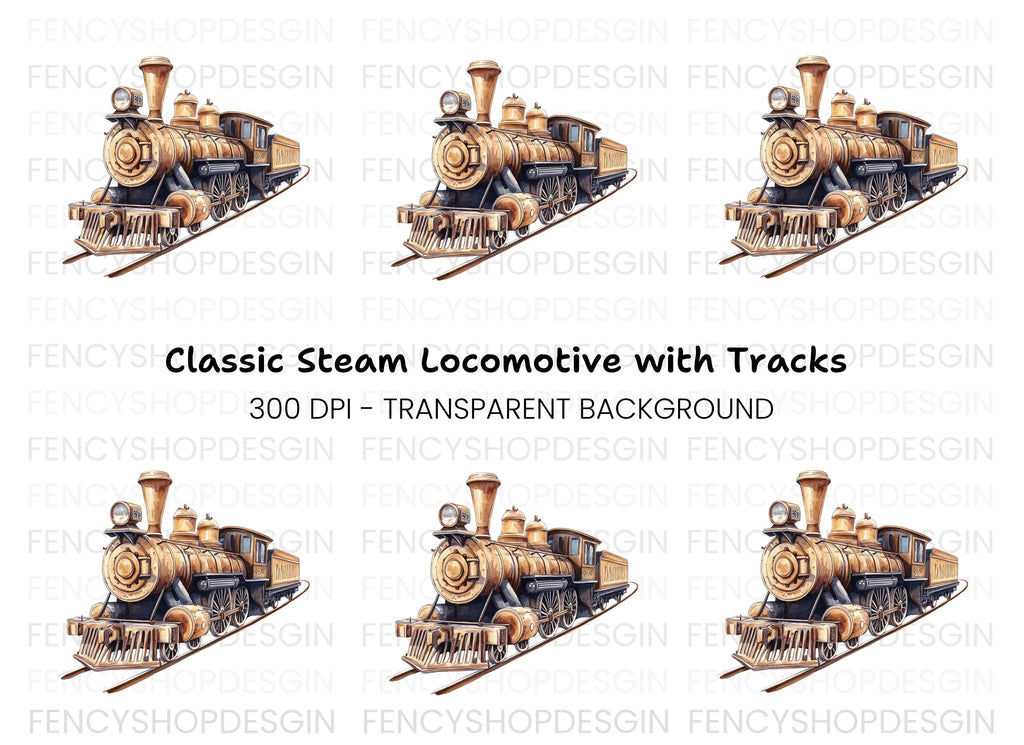 Vintage Steam Train Clipart Bundle