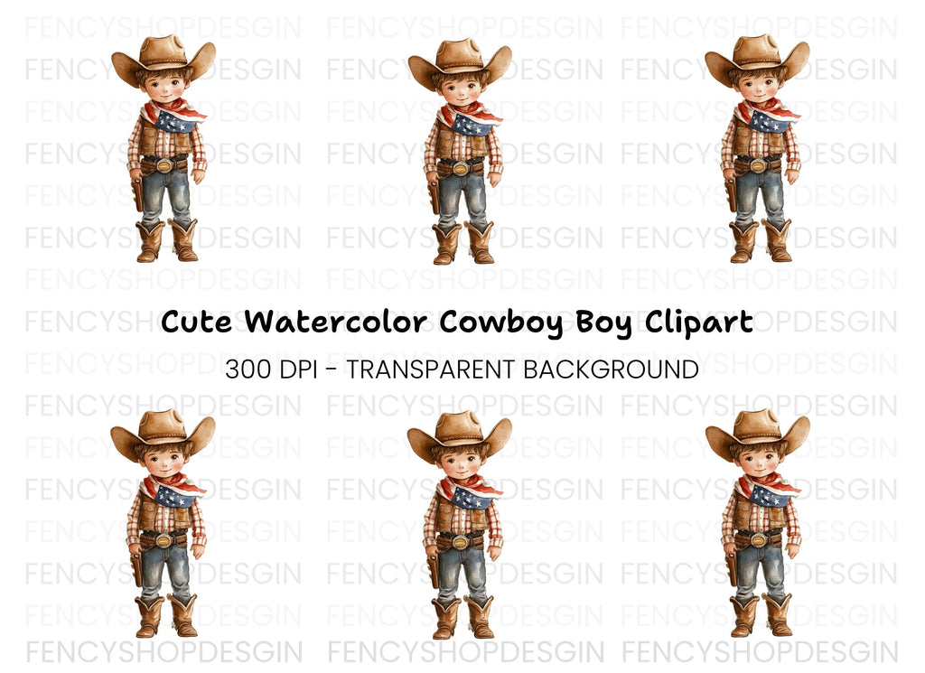 Cute Cowboy Kid Clipart Bundle