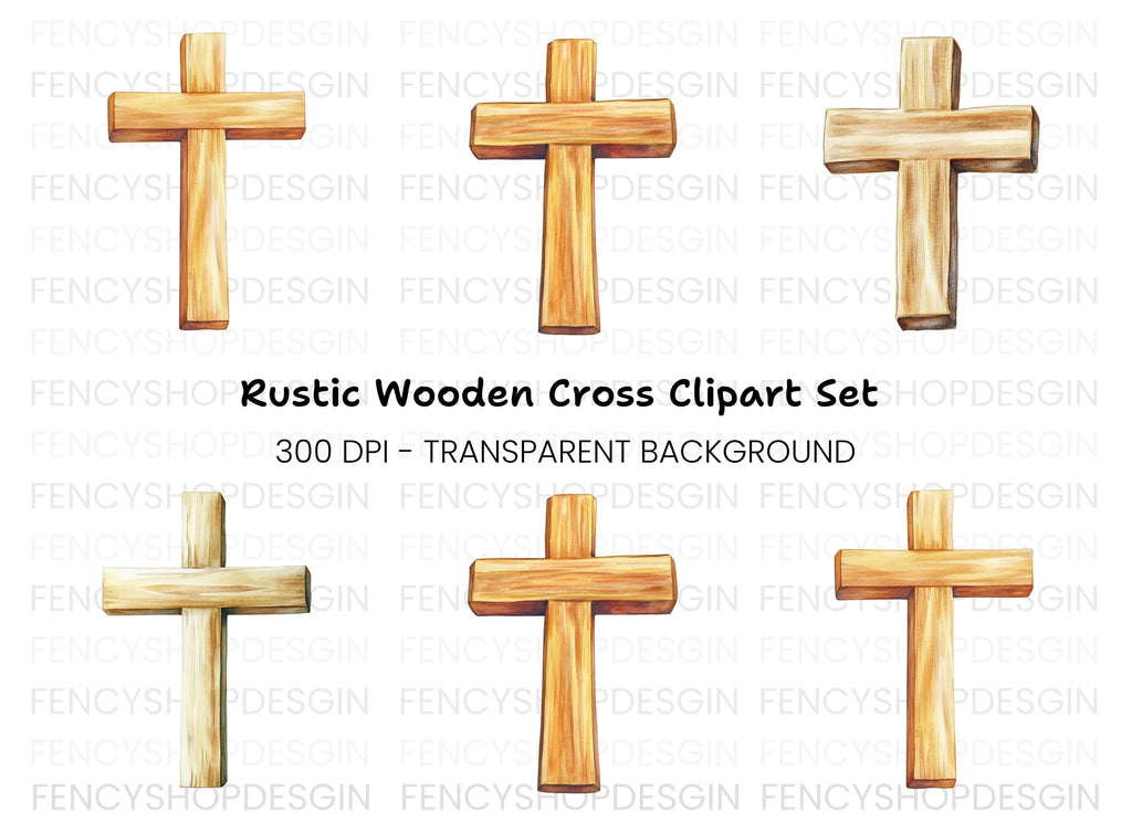 Rustic Wooden Crosses Clipart Bundle