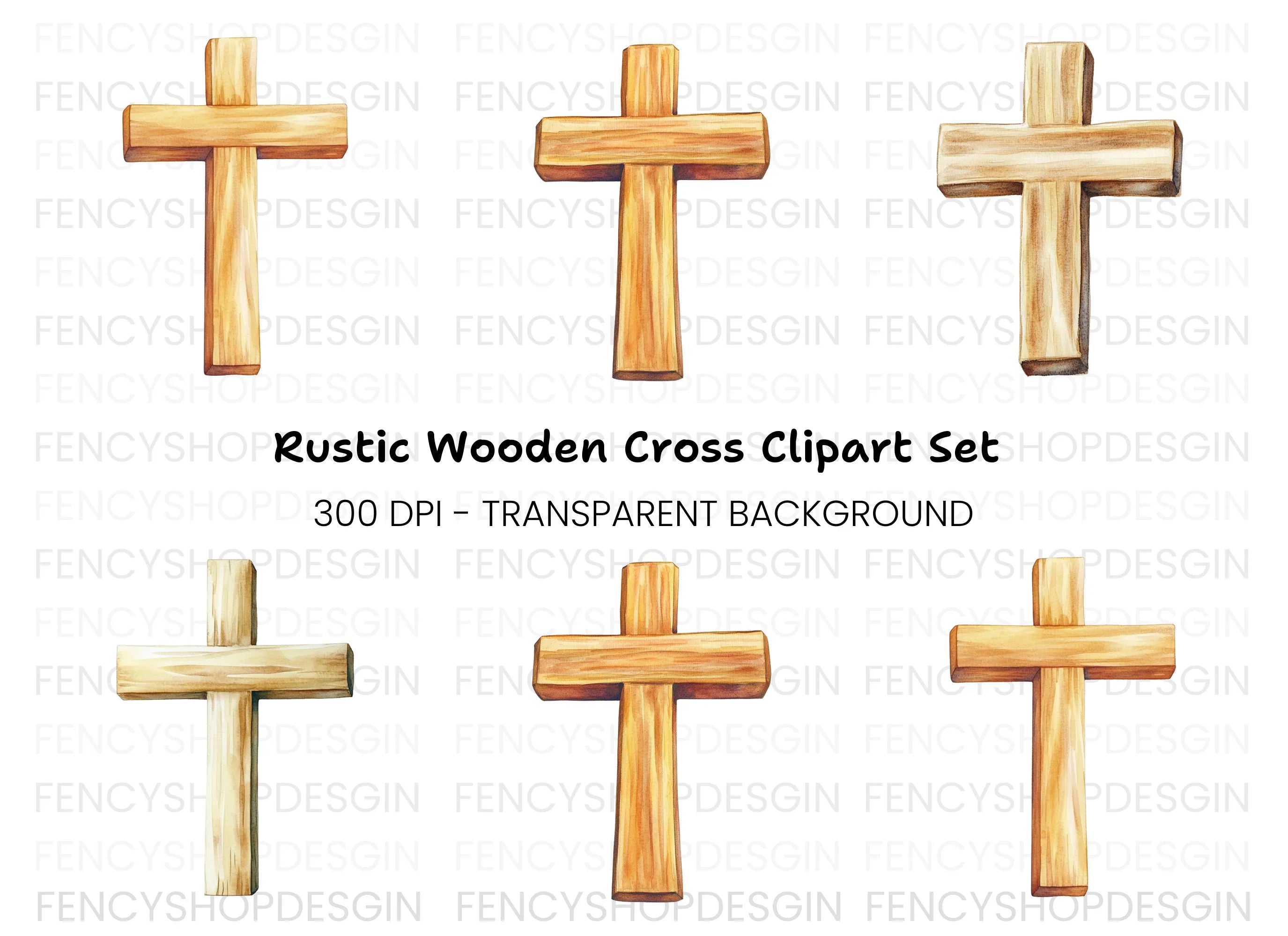 Rustic Wooden Crosses Clipart Bundle