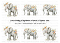 Floral Elephant Clipart Bundle