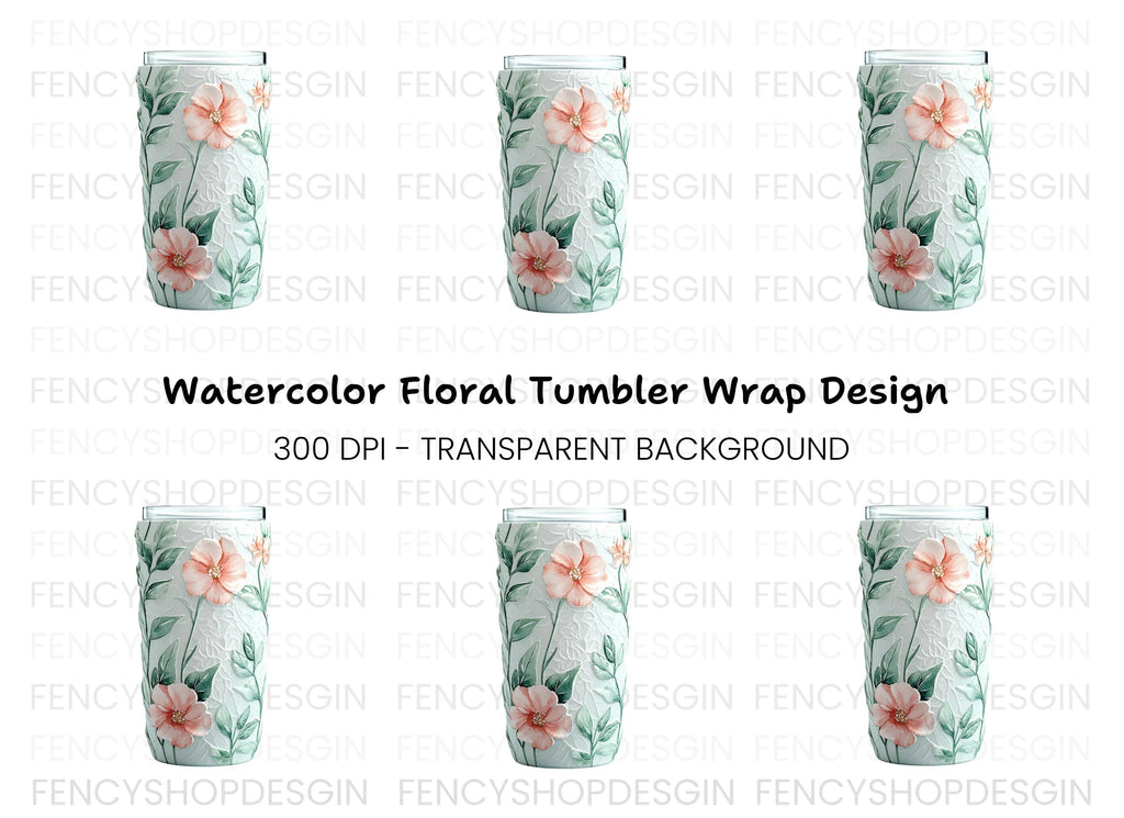 Floral Embossed Tumbler Clipart Bundle