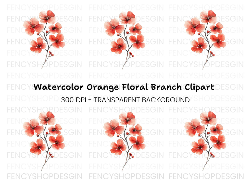 Vibrant Red Blossom Clipart Bundle