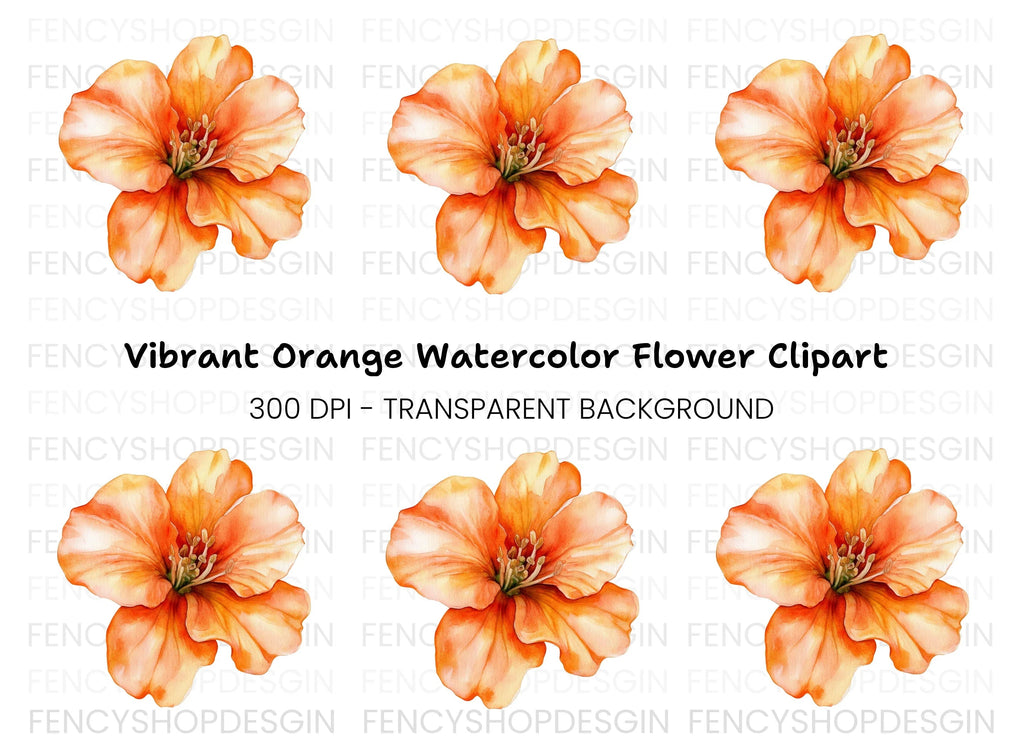 Vibrant Orange Flower Clipart Bundle