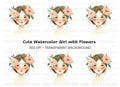 Cute Girls with Flower Crowns Clipart Bundle