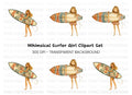Surfer Girl with Patterned Board Clipart Bundle