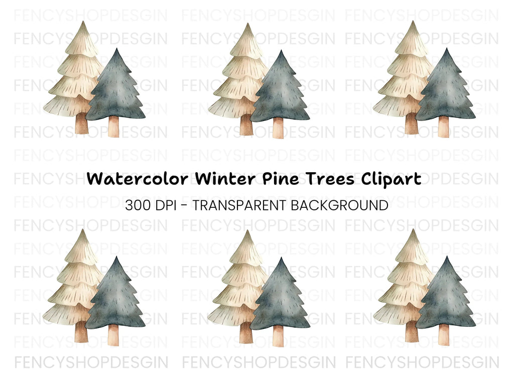 Winter Tree Clipart Bundle