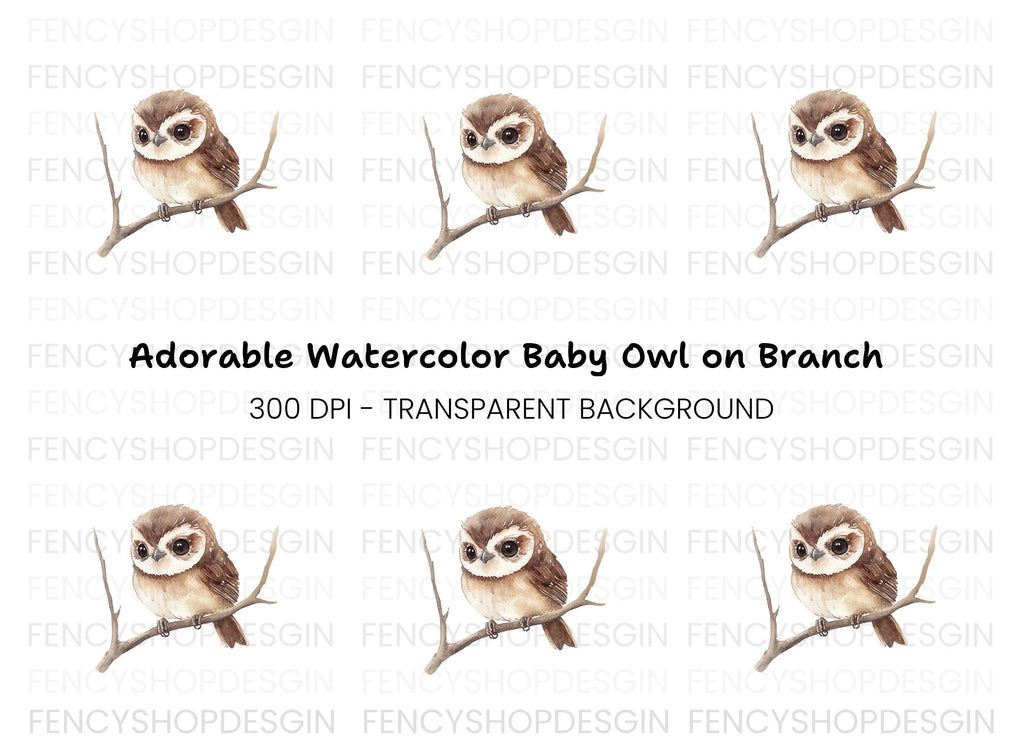 Cute Owl on Branch Clipart Bundle