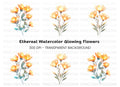 Glowing Orange Floral Bouquet Clipart Bundle
