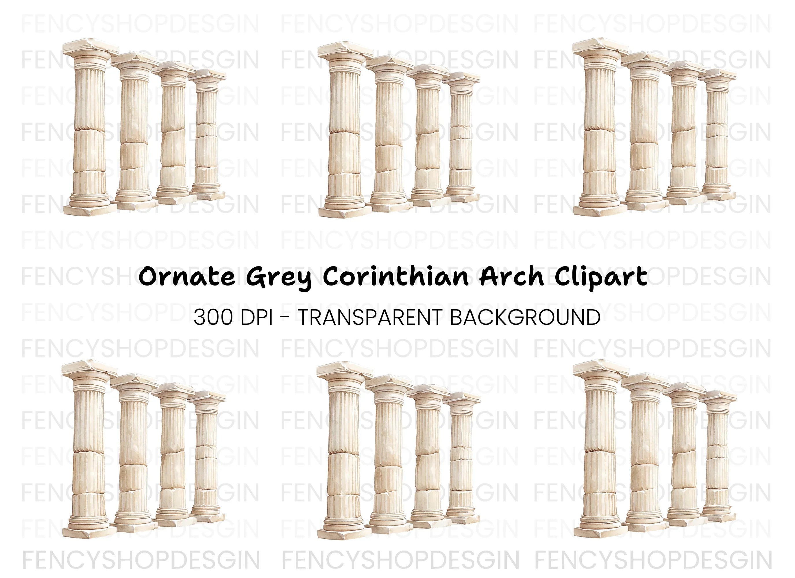 Classic Greek Pillars Clipart Bundle