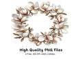 Elegant White Magnolia Wreath Clipart Bundle