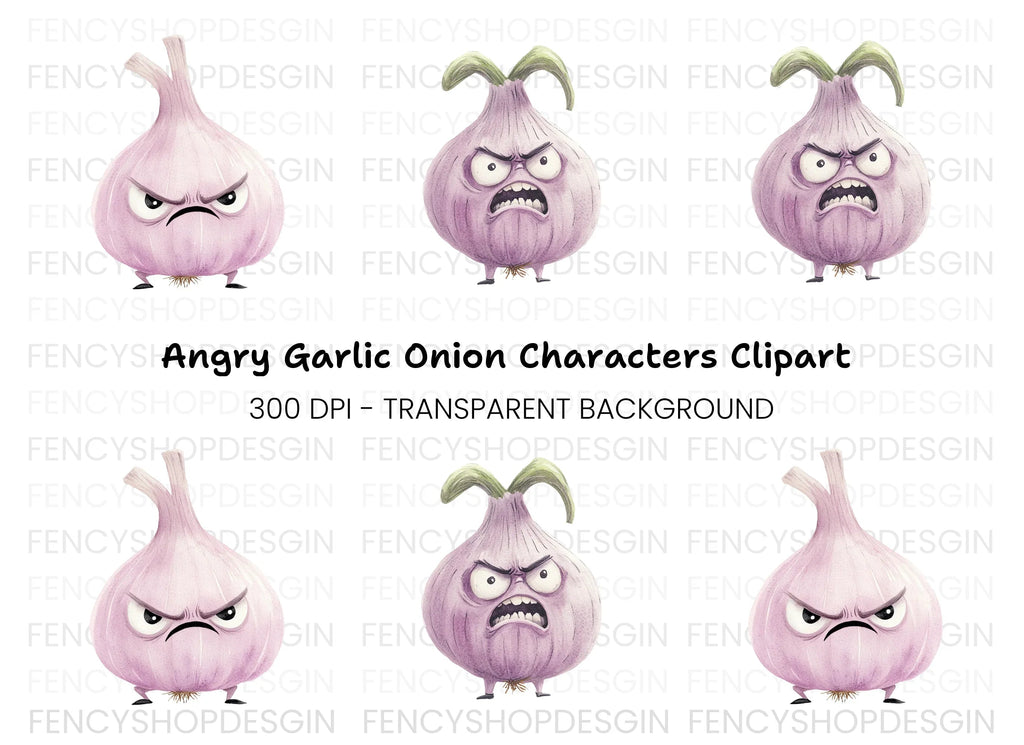 Grumpy Garlic and Onion Duo Clipart Bundle