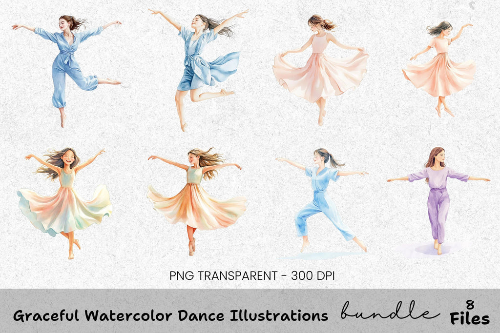 Graceful Dance Illustrations Clipart Bundle