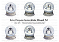 Cute Penguin Snow Globe Clipart Bundle
