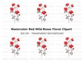 Red Rose Branch Clipart Bundle