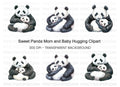 Sweet Panda Mom and Baby Clipart Bundle