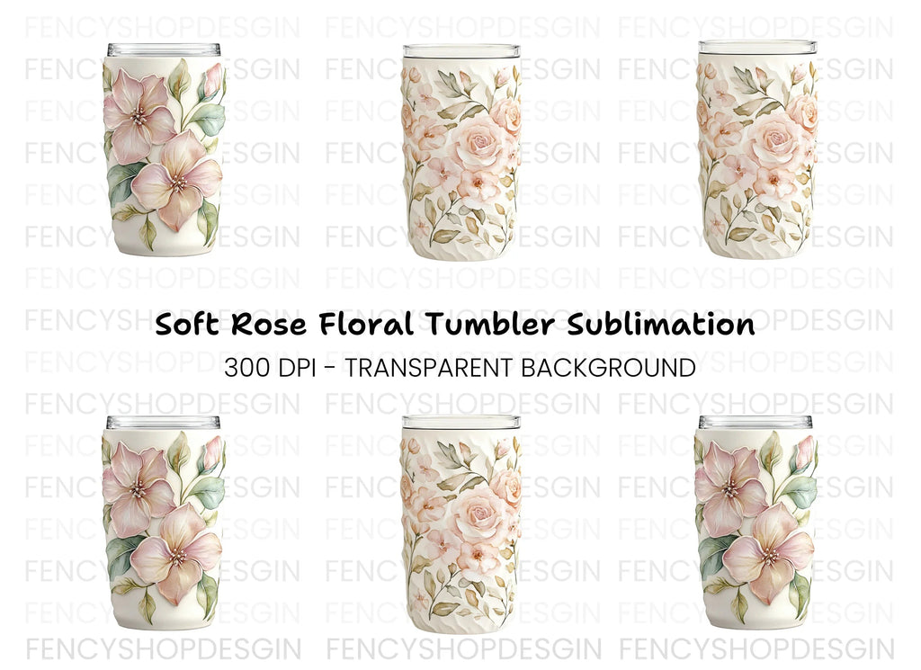 Elegant Floral Tumbler Clipart Bundle