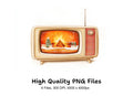 Cozy Fireplace Vintage TV Clipart Bundle