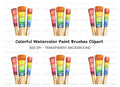 Colorful Paint Brushes Clipart Bundle